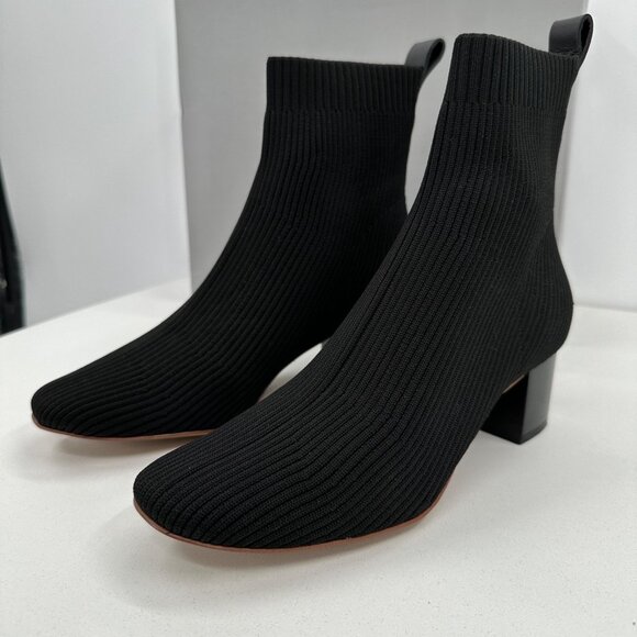 Everlane The Glove Boot in Black size 10 Women's Stretch Rib Knit Ankle Bootie - Picture 3 of 9